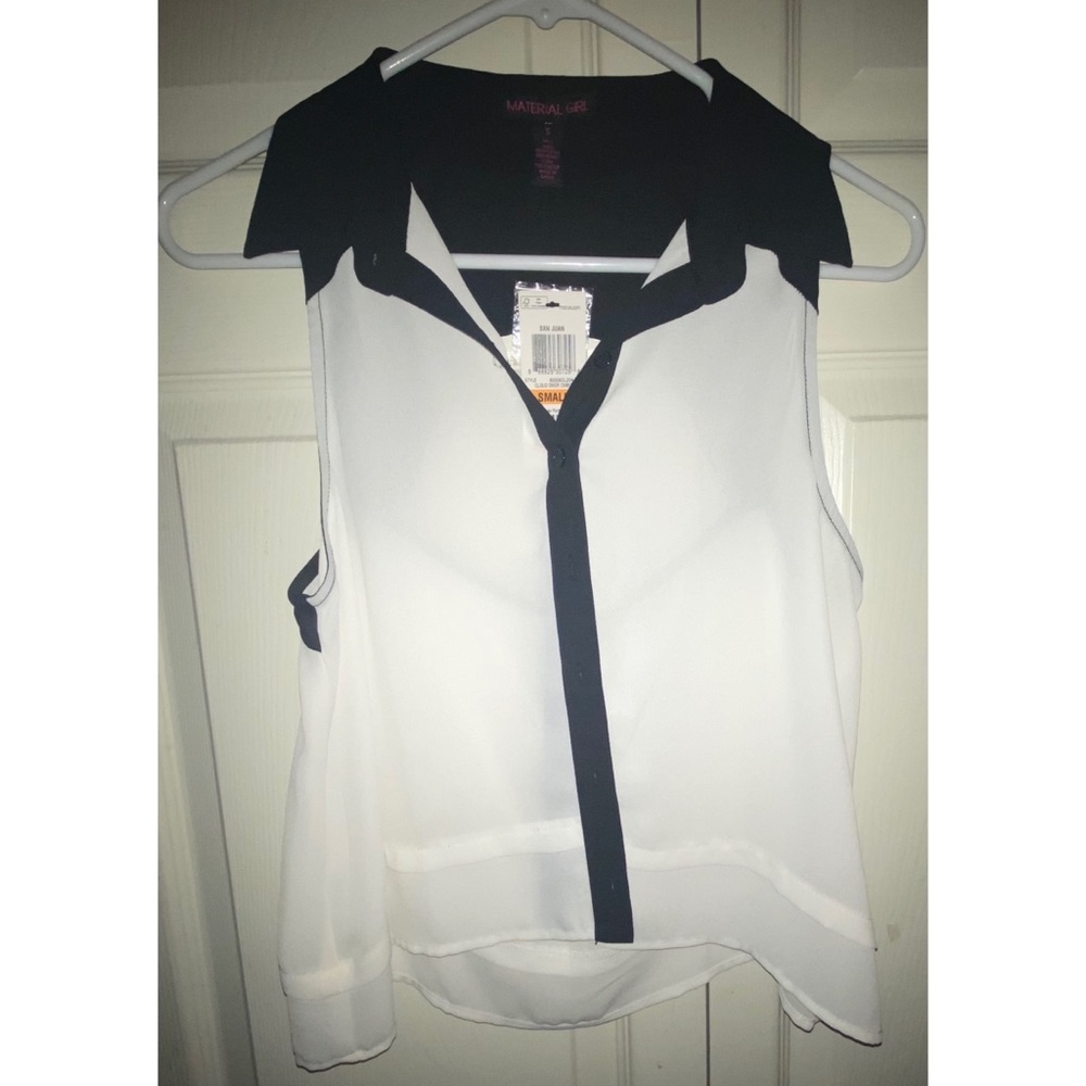 Material Girls Sheer Collared Crop Top